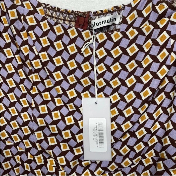 NWT Reformation Hilda Plaza Dress MIDI Square Neck Purple 8 Petite Wrap Slit - Picture 6 of 9